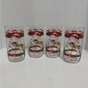 VTG 1990 Libbey House of Lloyd Carousel Horse Christmas Glasses Tumblers - 4